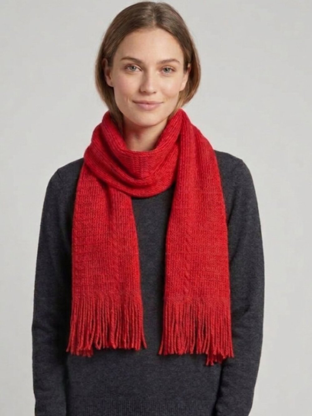 NWT John Lewis Red Knit Scarf Unisex Long